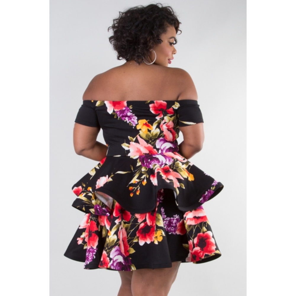 3x off Shoulder Short Sleeve layer Dress - Picture 3 of 6